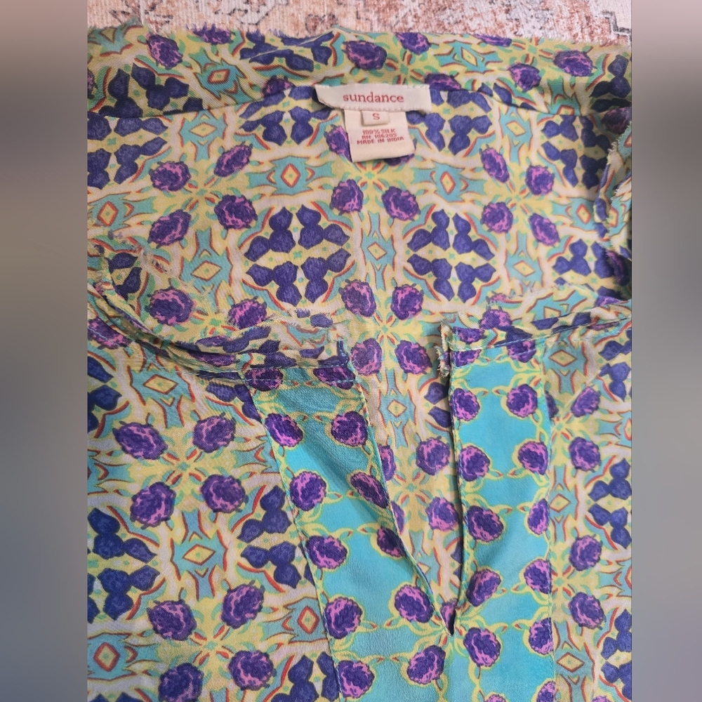 Sundance Silk Abstract Patterned Shortsleeve Shir… - image 2